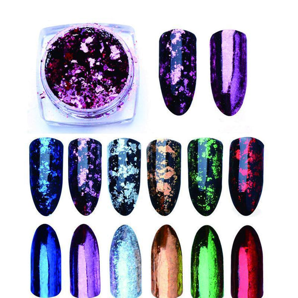 Aluminum Nail Flakes Powder with Mirror and Glitter Effects