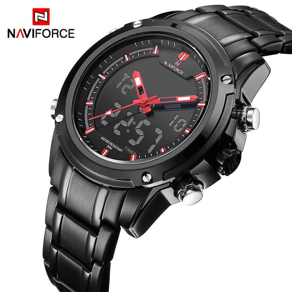 NAVIFORCE Luxury Men;s Watch with Analog and LCD Display