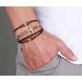 Genuine Leather Cross Bracelets and Bangles