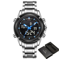 NAVIFORCE Luxury Men;s Watch with Analog and LCD Display